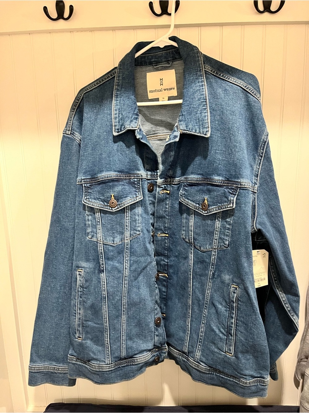 Women’s Plus size Natural Weave Denim Jean Jacket - Blue 2XL new